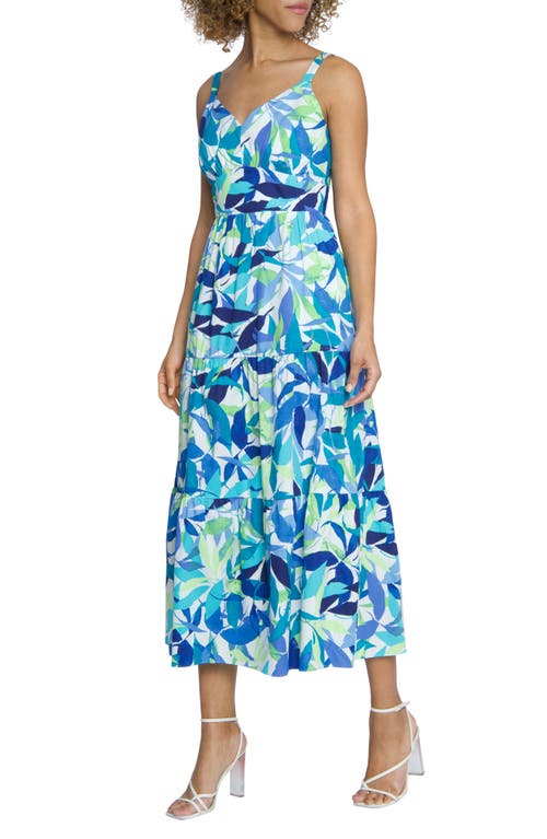 Shop Maggy London Tiered Maxi Dress In Soft White/peacock Blue