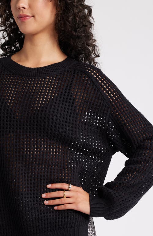 Shop Bp. Open Stitch Cotton Sweater In Black