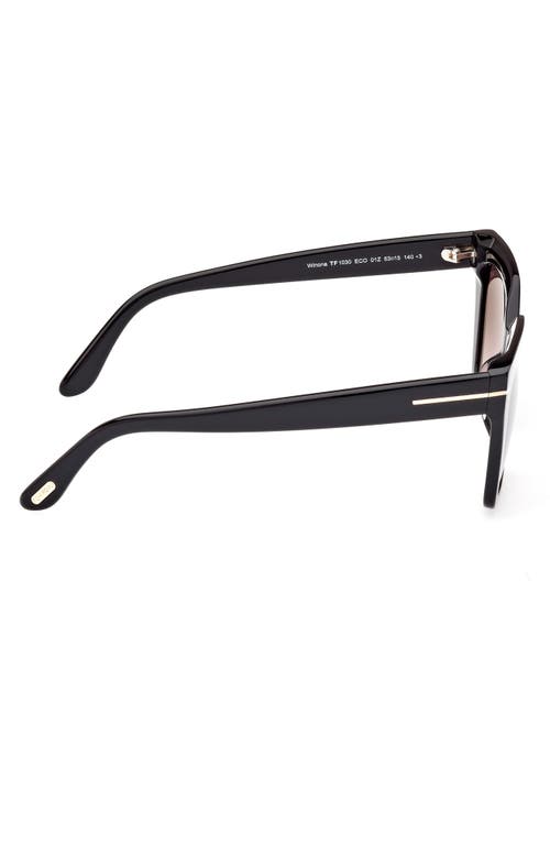 Tom Ford Winona 53mm Gradient Polarized Cat Eye Sunglasses In Shiny Black/gradient Rose