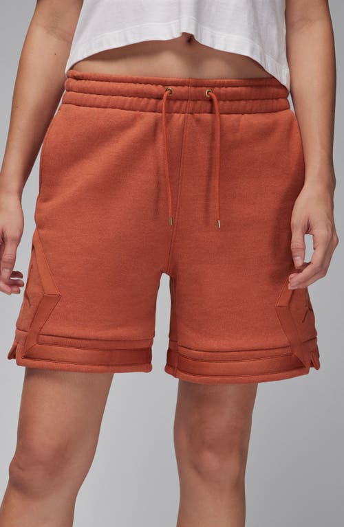 Shop Jordan Flight Fleece Diamond Shorts In Dusty Peach/heather