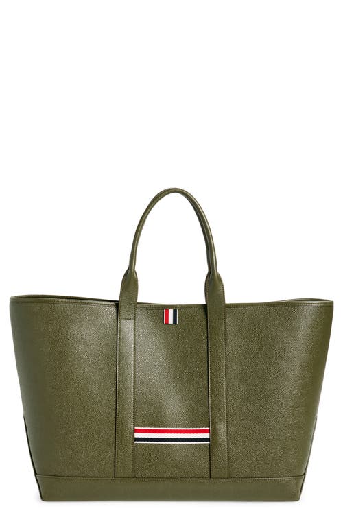 Shop Thom Browne Medium Tool Pebbled Leather Tote In Dark Green