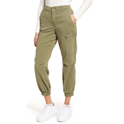 Blanknyc Garment Dyed Twill Cargo Jogger Pants, Orange