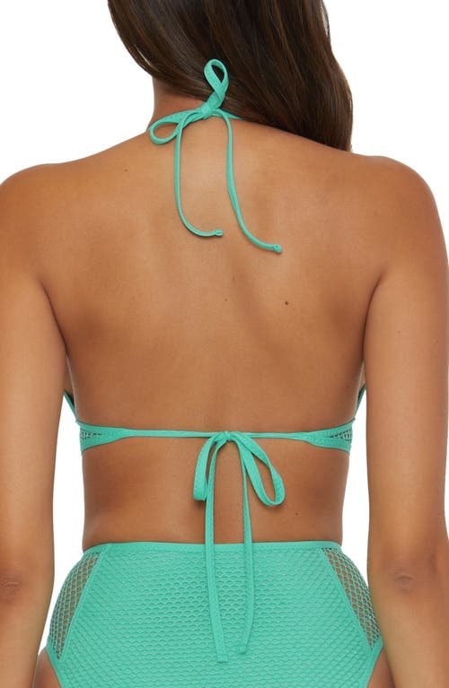 Shop Becca Network Open Knit Halter Bikini Top In Bermuda