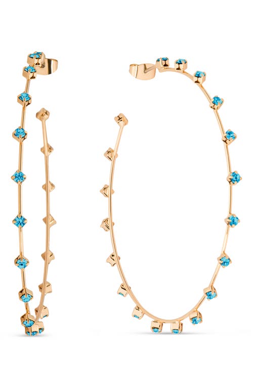 Shop Ettika Simple Spark Crystal Station Hoop Earrings In Aqua