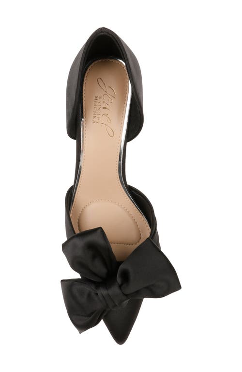 Jewel Badgley Mischka Women's Sidney Slip On Evening Bow Pumps In Black Satin