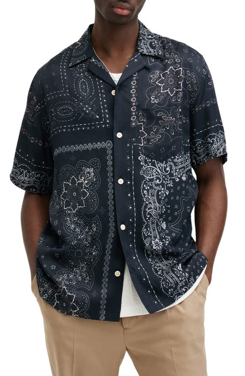 Shop Allsaints Jalisco Bandana Print Camp Shirt In Black