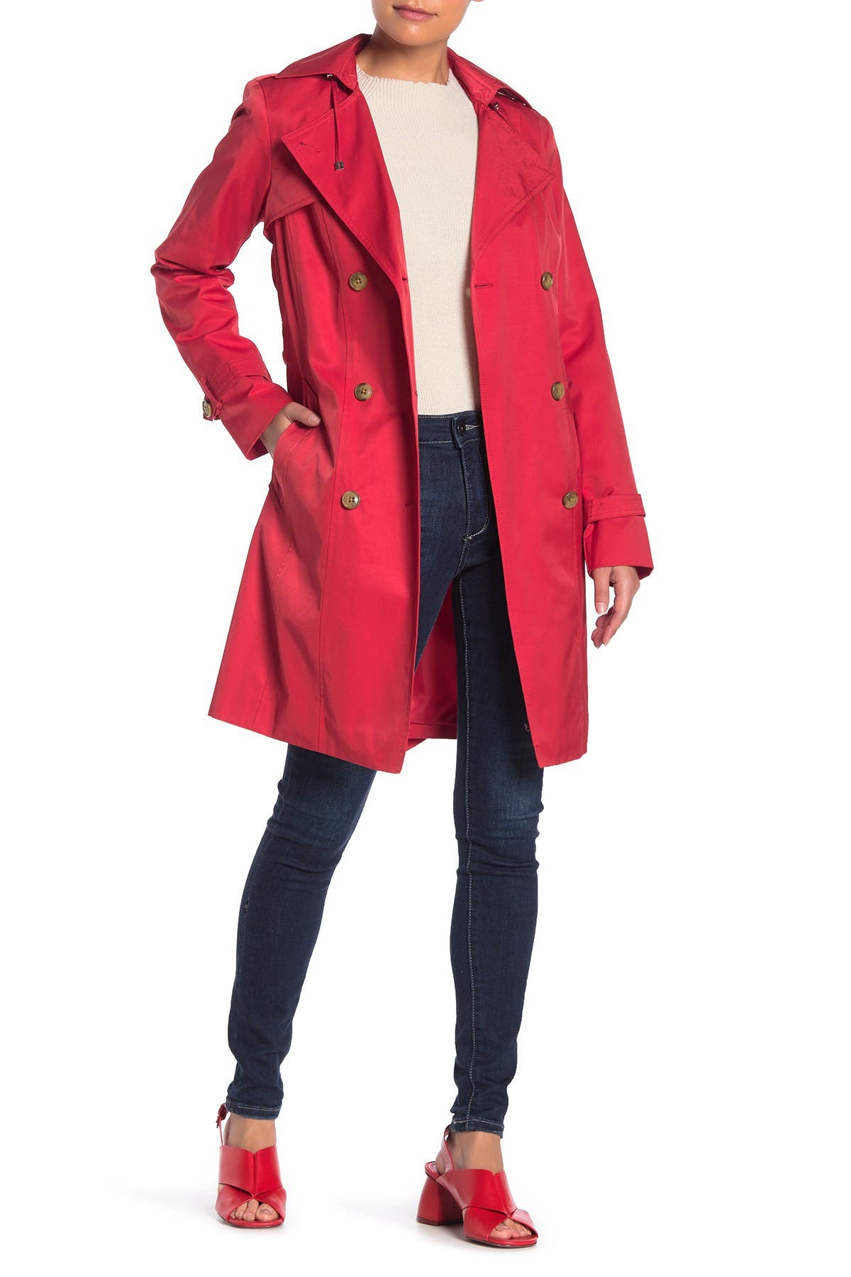 cole haan drapey belted trench coat