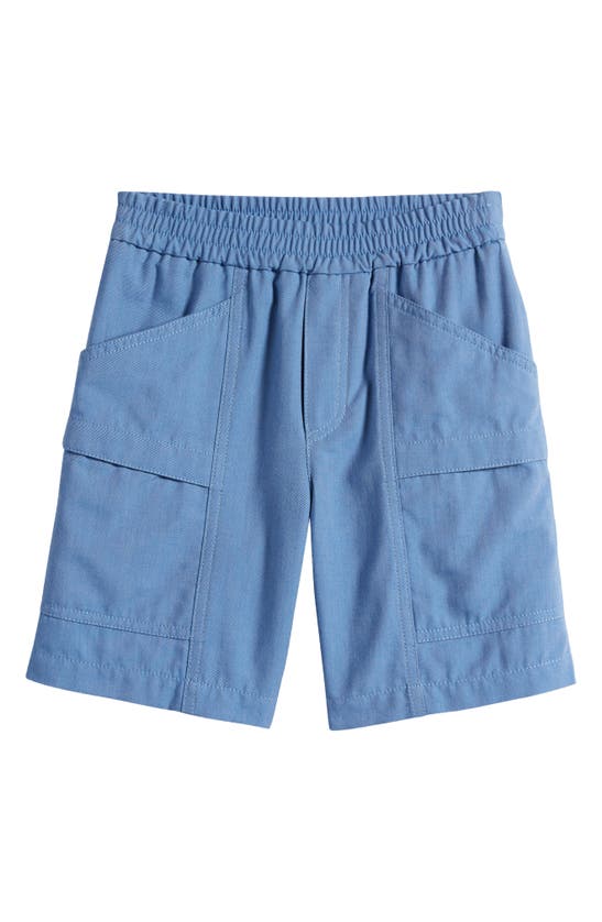 Shop Moncler Kids' Denim Bermuda Shorts In Pale Blue