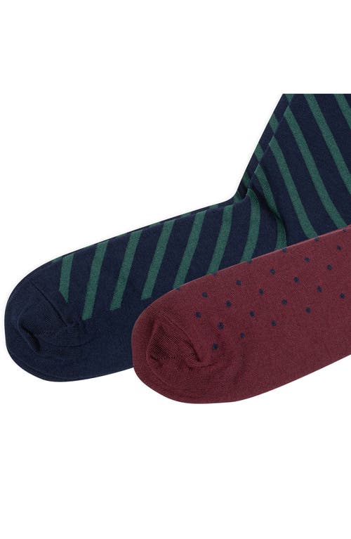 Shop Polo Ralph Lauren Dot 2-pack Stretch Cotton Blend Socks In Wine Multi