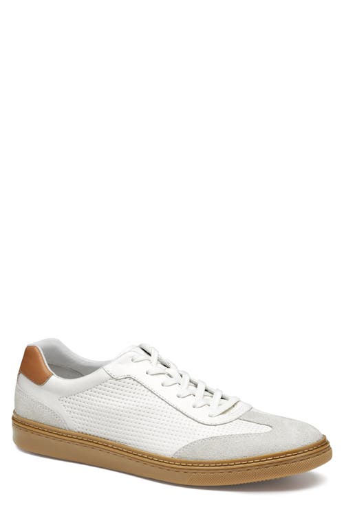 Johnston & Murphy Mcguffey T-toe Low Top Sneaker In White Full Grain/suede