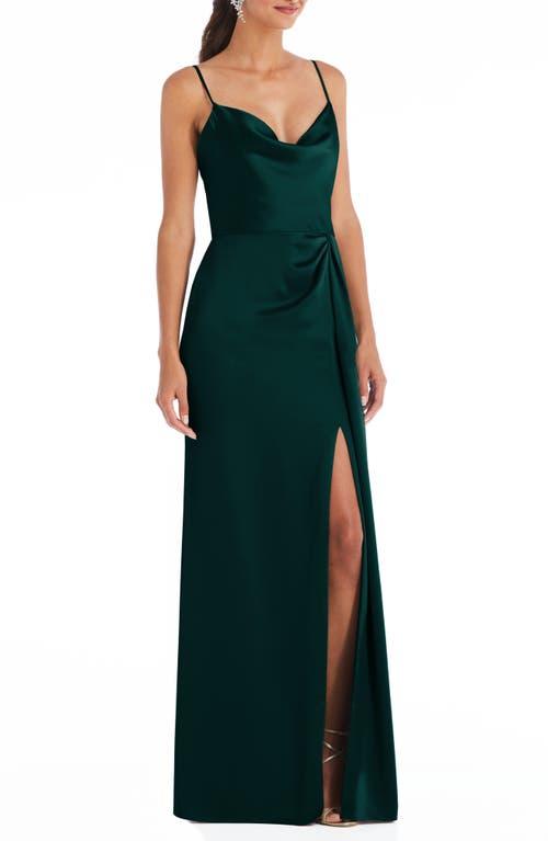 Dessy Collection Cowl Neck Evening Gown in Evergreen