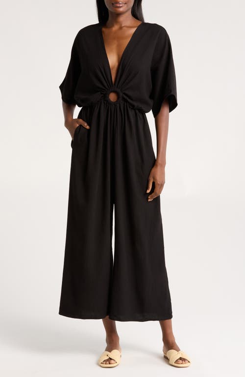 Nordstrom Plunge Neck Jumpsuit In Black