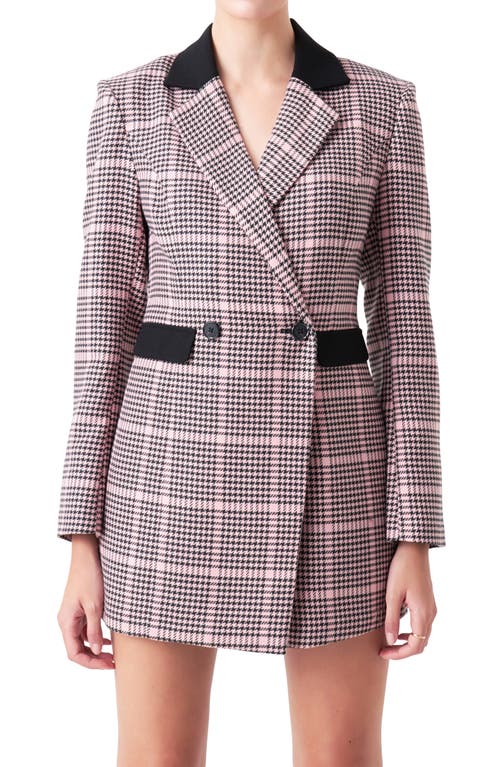 ENDLESS ROSE ENDLESS ROSE HOUNDSTOOTH CHECK LONG SLEEVE ROMPER