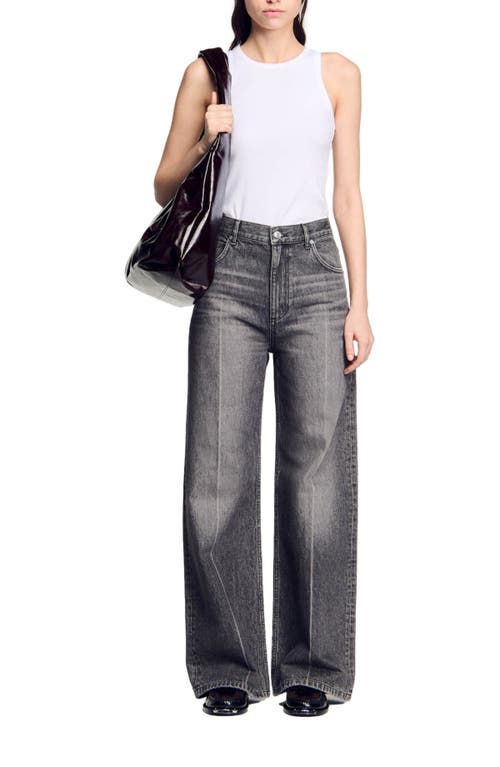 Shop Sandro Wide-leg Jeans In Grey