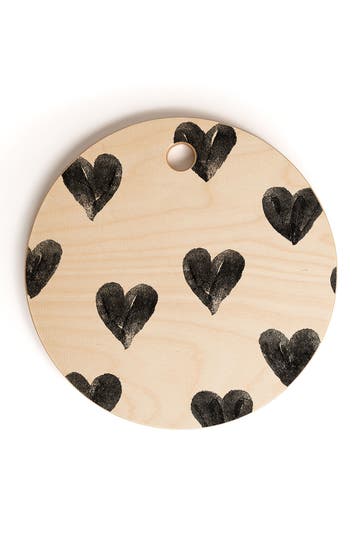 Deny Designs Robert Farkas I Drew A Few Hearts For You Round Cutting Board Hautelook