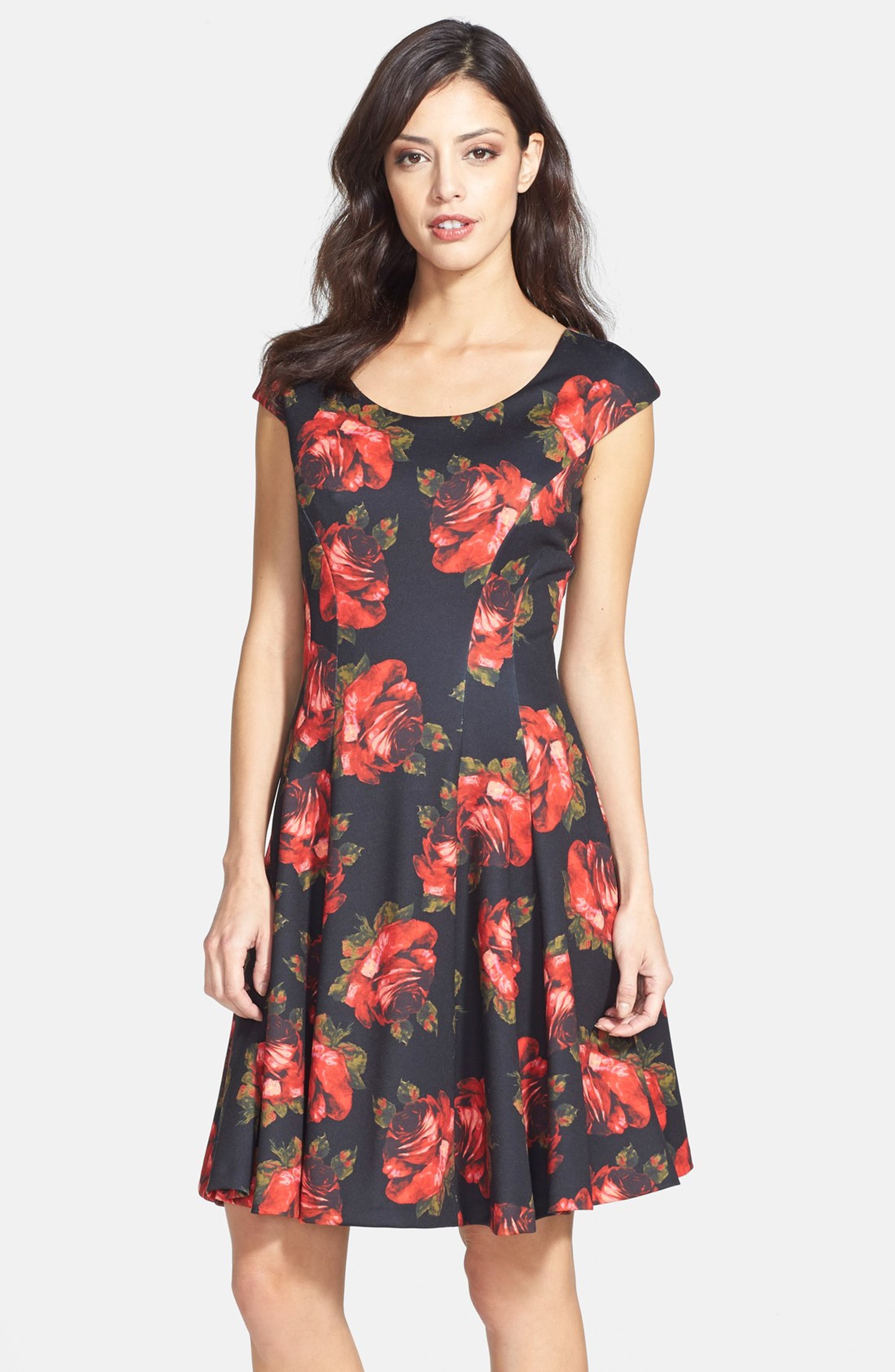 Betsey Johnson Floral Print Scuba Fit & Flare Dress | Nordstrom
