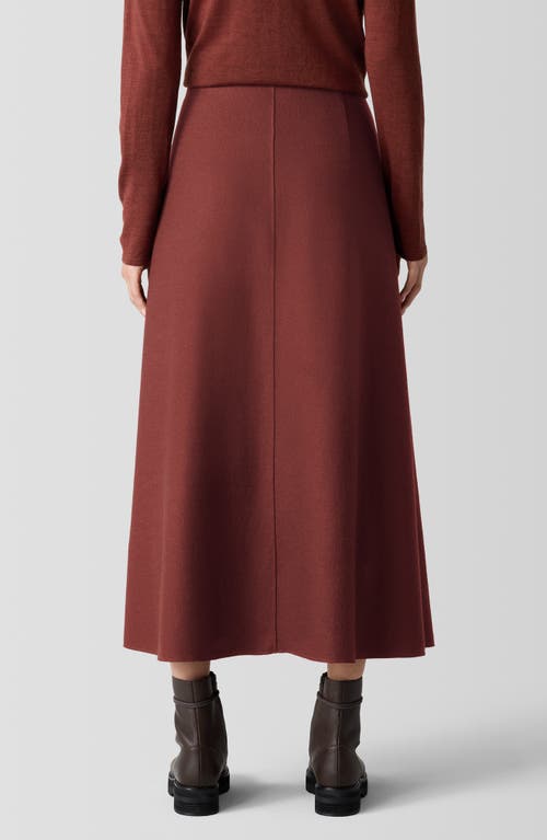 Shop Eileen Fisher Felted Wool Jersey A-line Skirt In Redwood