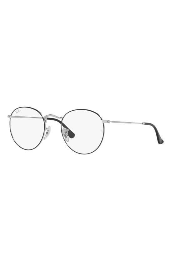 Shop Ray Ban Ray-ban 50mm Round Optical Glasses In Silver