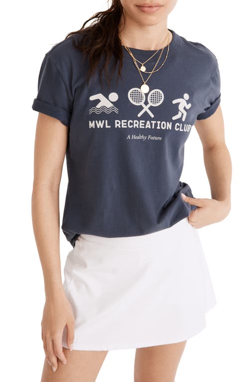 MWL Recreation Club Cotton Graphic Tee in Twilight Tennis Graphic