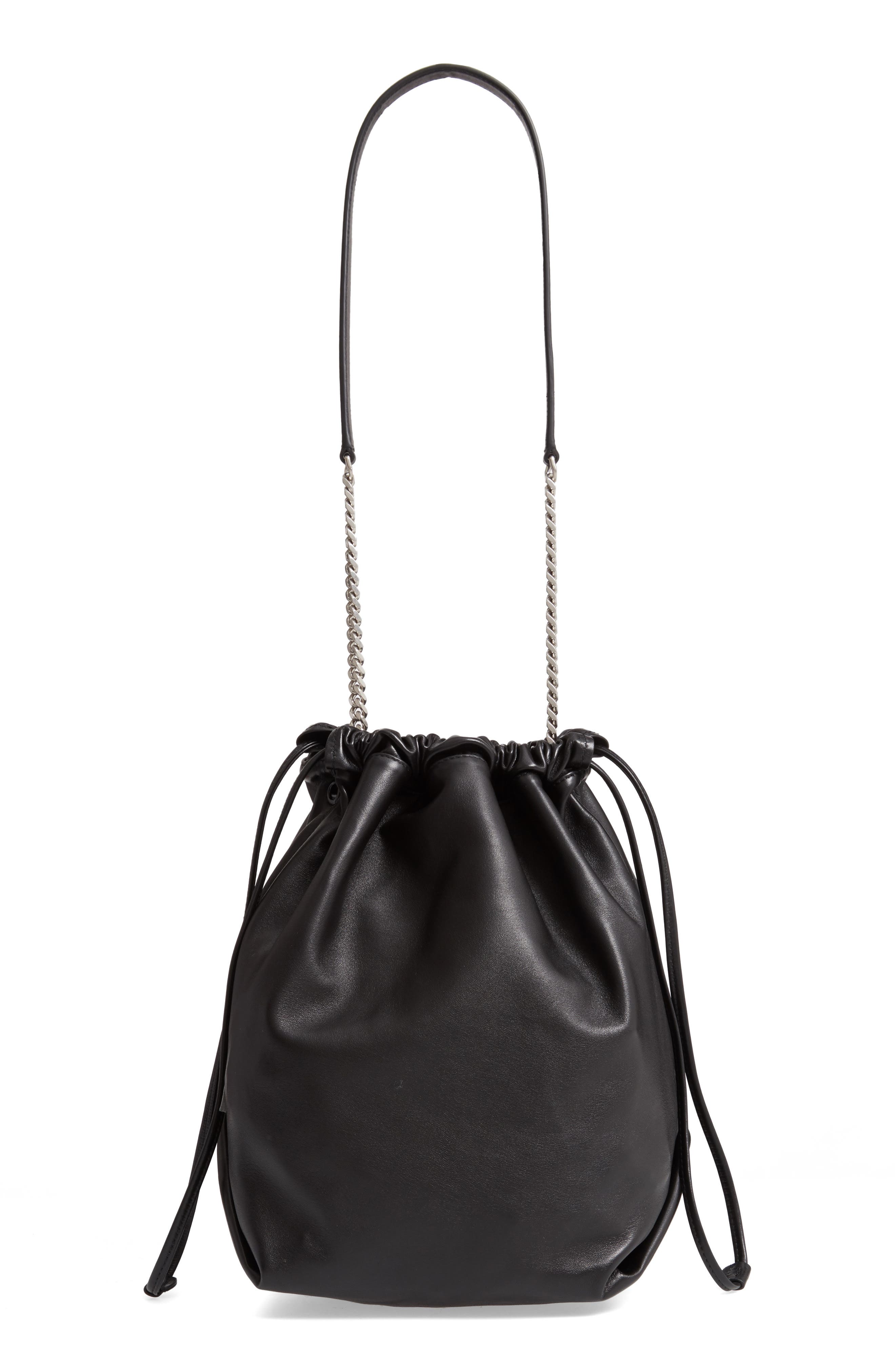 leather bucket bag black