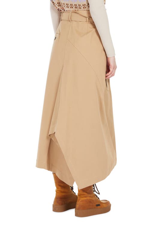 Shop Max Mara Weekend  Bologna Asymmetric Stretch Cotton Skirt In Beige