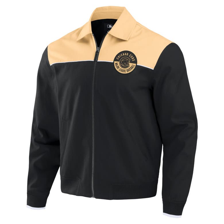 Shop Darius Rucker Collection By Fanatics Black/tan Chicago Cubs Canvas Bomber Full-zip Jacket