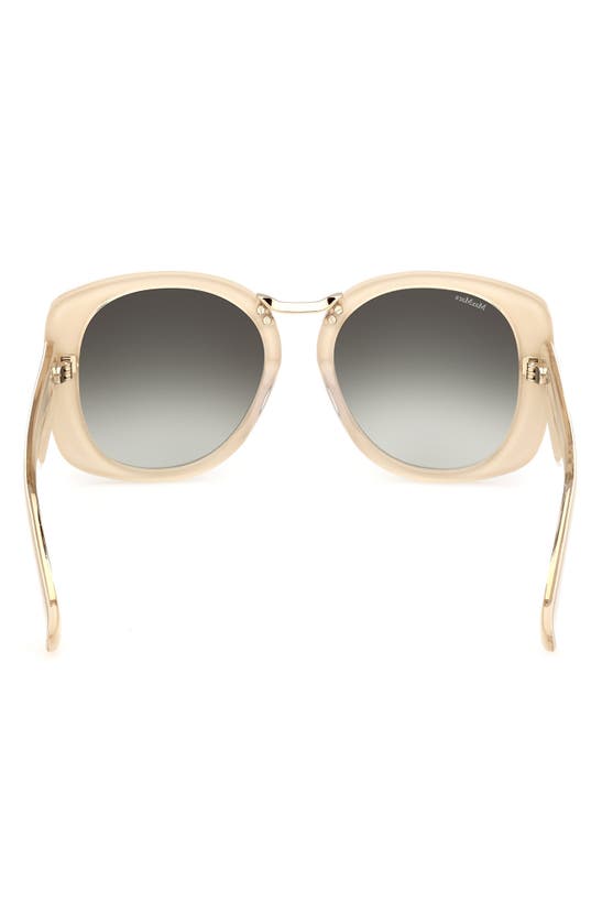 Shop Max Mara 55mm Round Sunglasses In Ivory / Gradient Green