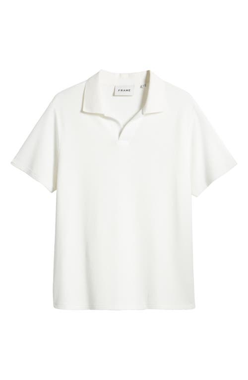 Frame Jacquard Short Sleeve Open Collar Polo Shirt In Off White