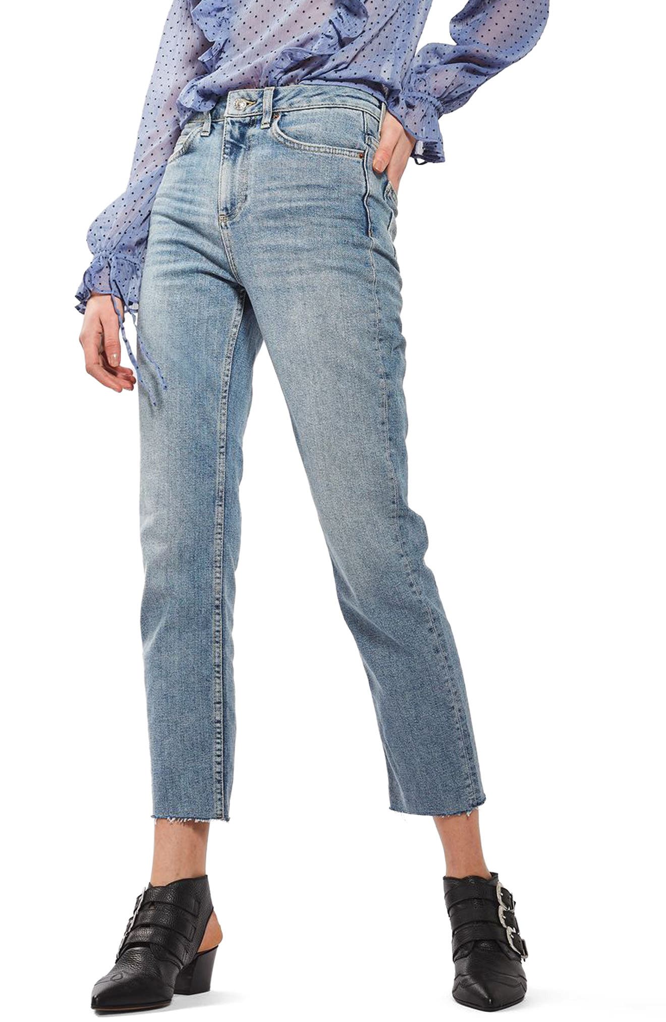 straight leg moto jeans