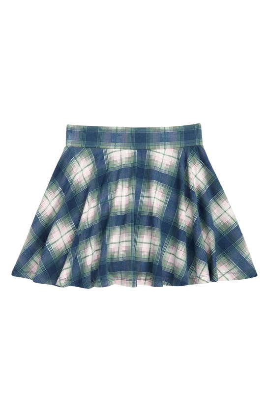 Nordstrom Kids' Organic Cotton Knit Skater Skirt In Navy- Ivory Plaid