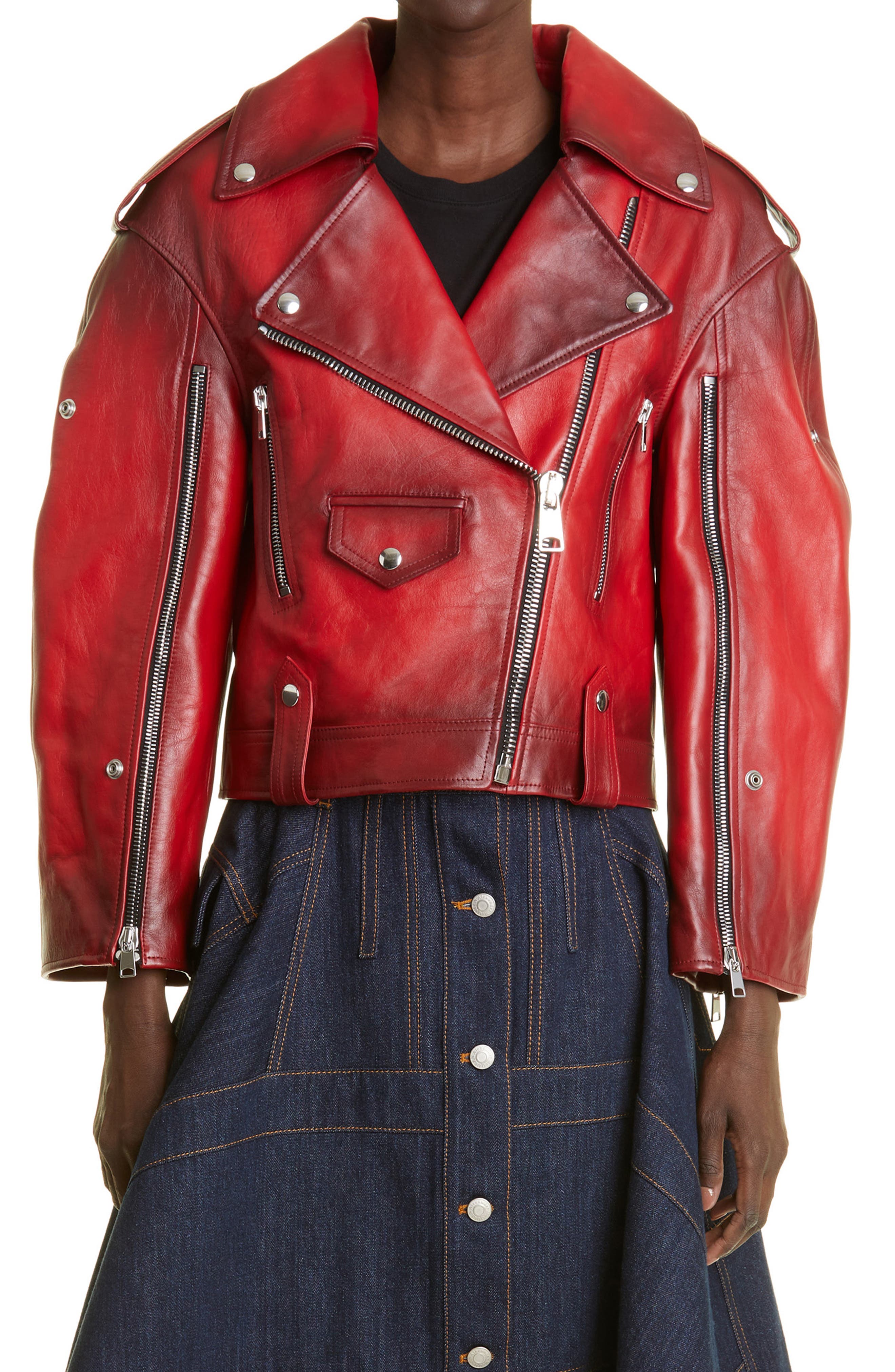 Alexander McQueen Brushed Leather Moto 