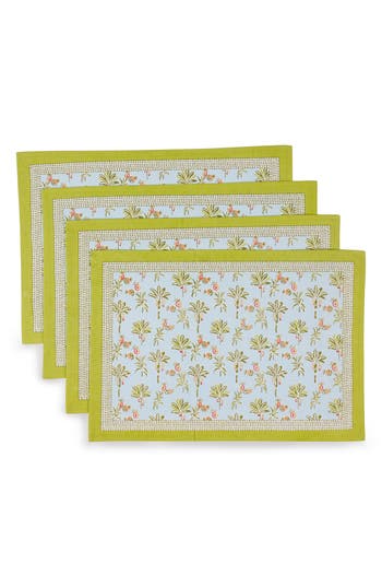 Tiramisu Scarlet Set Of 4 Placemats In Green Palm