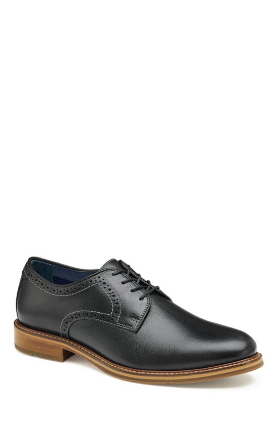 Johnston & Murphy Raleigh Xc Flex Plain Toe Derby In Black Full Grain