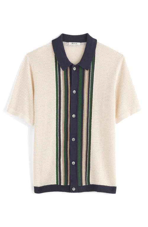Madewell Stripe Open Stitch Cotton & Linen Button-up Shirt In Vintage Lace