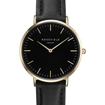 Rosefield Tribeca Leather Strap Watch,