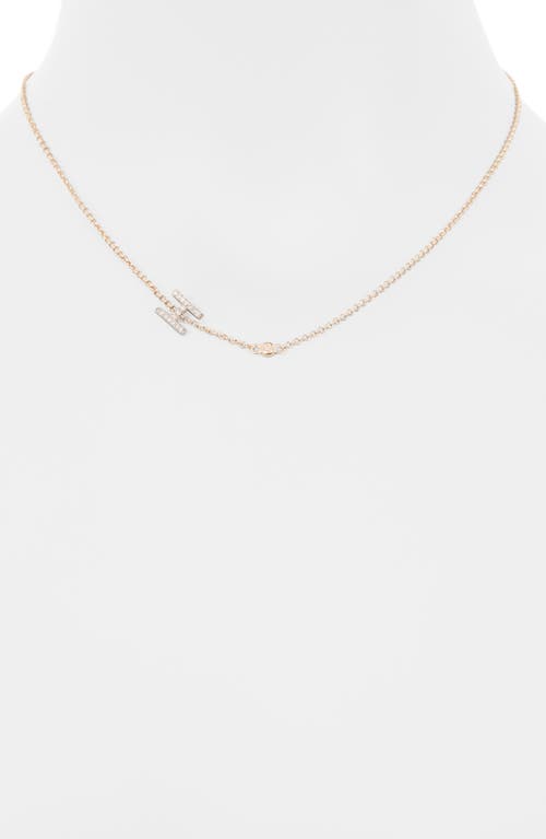 Meshmerise Bezel Diamond Initial Chain Necklace In Rose-h