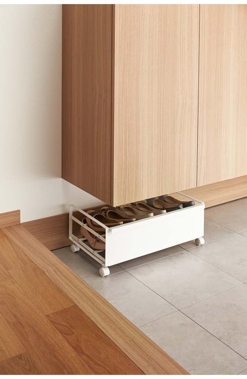 Yamazaki Rolling Shoe Rack In White
