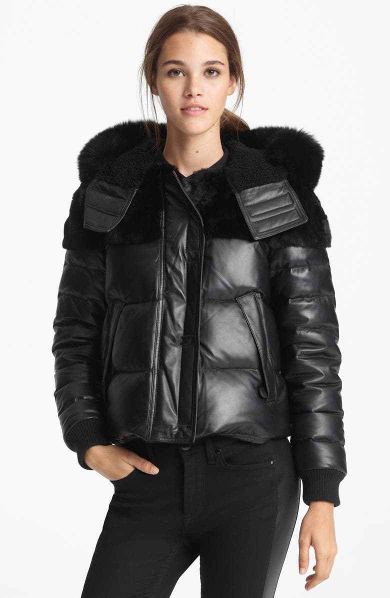 Burberry Brit 'Arnsfield' Quilted Leather Jacket with Genuine Mix Fur ...