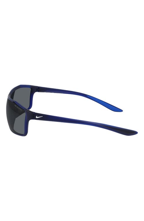 Shop Nike Windstorm 65mm Rectangular Sunglasses In Matte Midnight Navy/grey