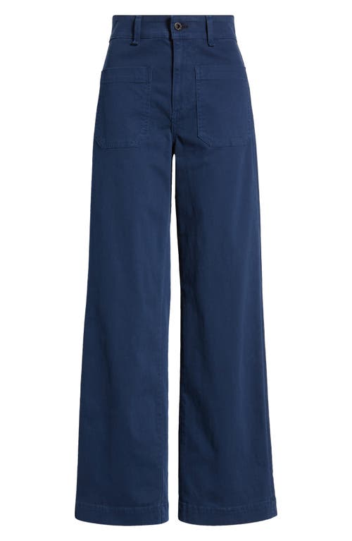 Shop Askk Ny Sailor Wide Leg Twill Utility Pants In Navy