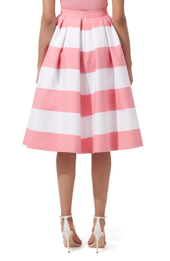Shop Carolina Herrera Stripe Cotton Blend Skirt In Shell Pink Multi