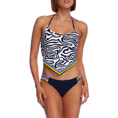 Trina Turk Zebra Tankini Top, White