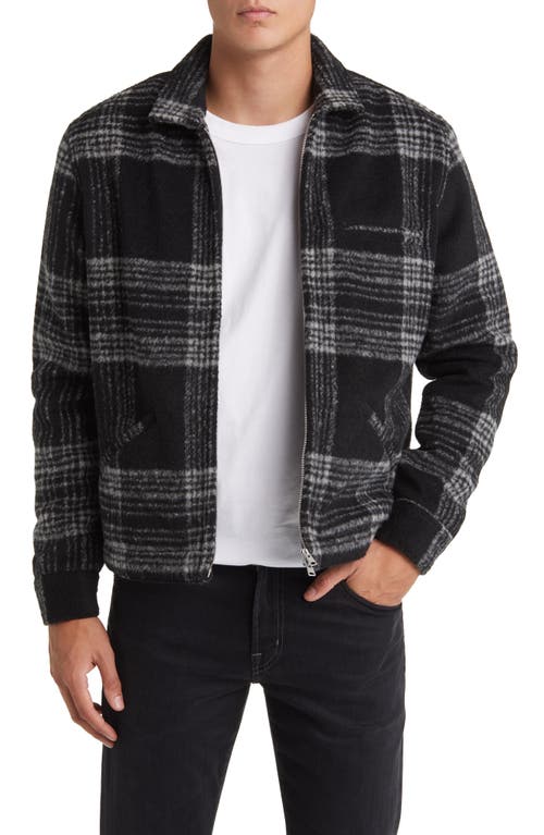 AllSaints Phoenix Plaid Zip-Up Shirt Jacket in Jet Black at Nordstrom, Size Large