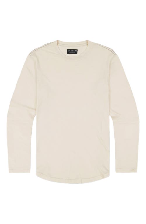 Tri-Blend Long Sleeve Scallop Crew T-Shirt in Oyster