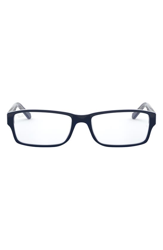 Ray Ban 54mm Rectangular Blue Light Blocking Glasses In Transparent Grey