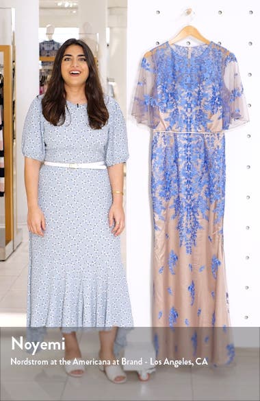 floral embroidered evening dress js collections
