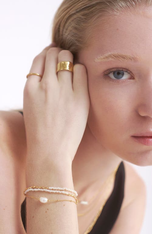 Monica Vinader Nura Cultured Pearl Bracelet In 18ct Gold Vermeil/ss