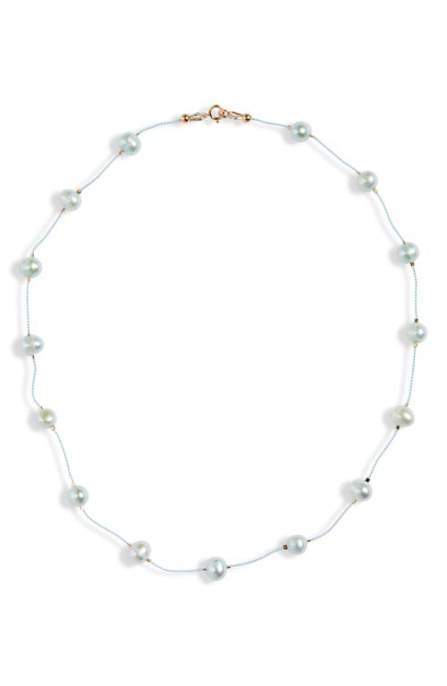 Desnuda Freshwater Pearl Station Necklace in Powder