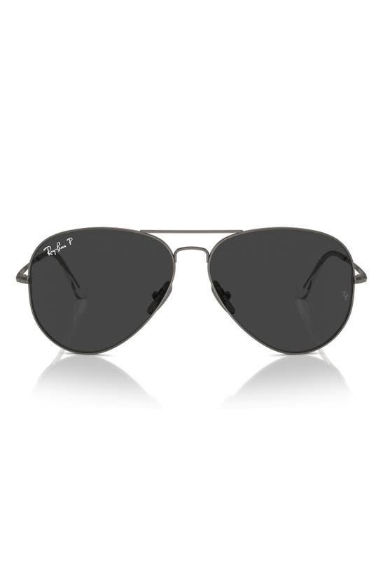 Shop Ray Ban Ray-ban 58mm Polarized Aviator Sunglasses In Gunmetal