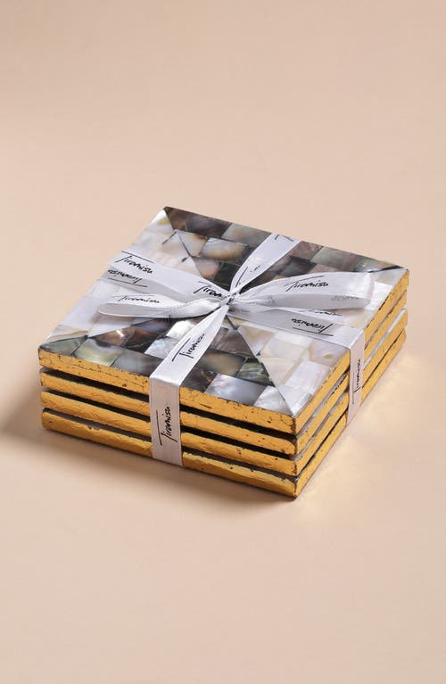 TIRAMISU TIRAMISU SET OF 4 MOTHER OF PEARL RESIN COASTERS 